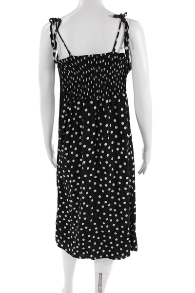 Faithfull The Brand Women Slip Dress Black Polka Dot Sleeveless Size 4