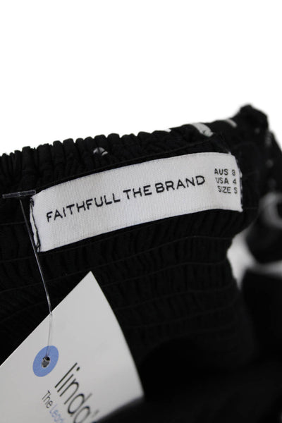 Faithfull The Brand Women Slip Dress Black Polka Dot Sleeveless Size 4
