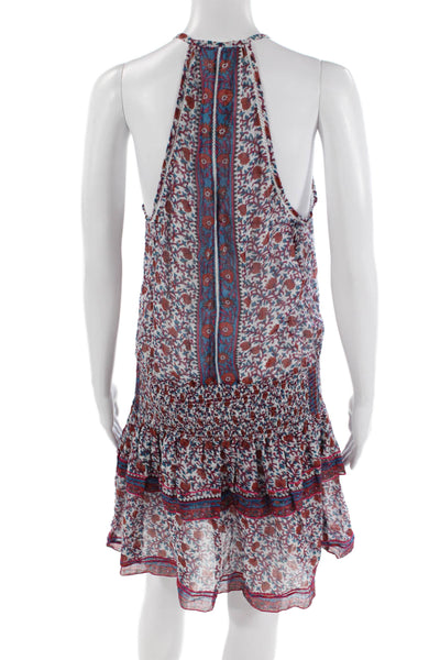 Poupette St. Barth Women Shift Sundress Blue Floral Cotton Size XS