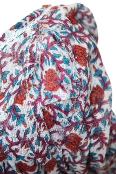 Poupette St. Barth Women Shift Sundress Blue Floral Cotton Size XS