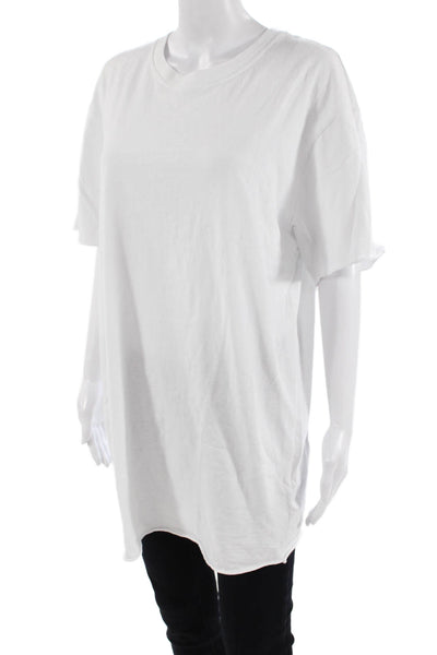 John Elliott Women's Round Neck Short Sleeveless T-Shirt White Size L