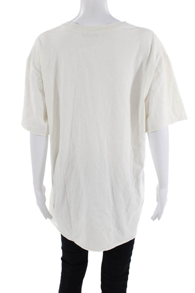 John Elliott Women's Crewneck Short Sleeves Basic T-Shirt Cream Size 3