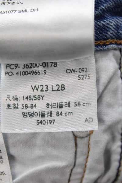 Levis Womens Cropped Straight Jeans Blue Mid-Rise 100% Cotton Petites Size 24