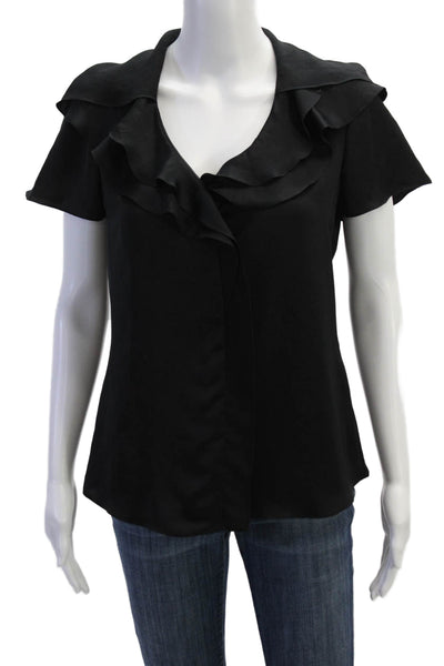 Elie Tahari Womens V-Neck Blouse Black Size S