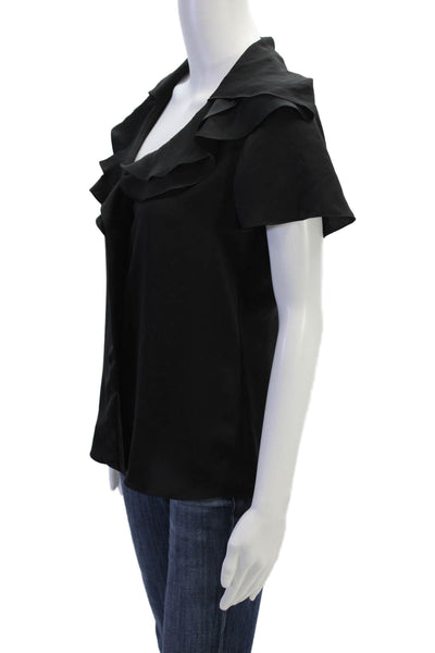 Elie Tahari Womens V-Neck Blouse Black Size S
