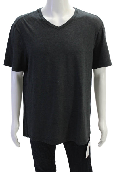 Lululemon Mens Short Sleeves Pullover V Neck Tee Shirt Grey Size Large
