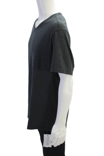 Lululemon Mens Short Sleeves Pullover V Neck Tee Shirt Grey Size Large