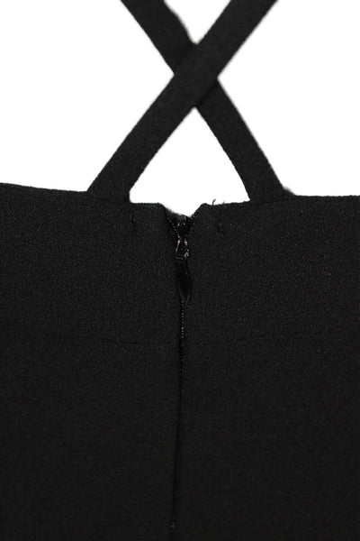 Solemio Womens Back Zip Spaghetti Strap V Neck Crepe Jumpsuit Black Size Small