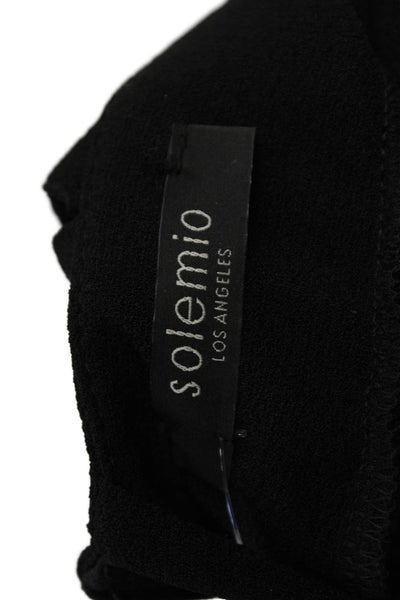 Solemio Womens Back Zip Spaghetti Strap V Neck Crepe Jumpsuit Black Size Small