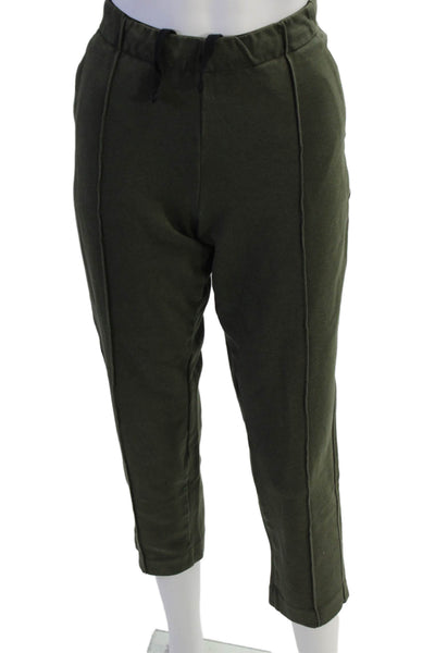 Everlane Womens Elastic Waistband Mid Rise Knit Cropped Pants Green Size Small