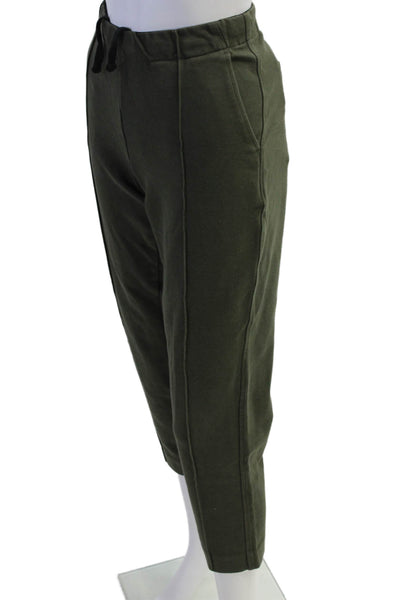 Everlane Womens Elastic Waistband Mid Rise Knit Cropped Pants Green Size Small