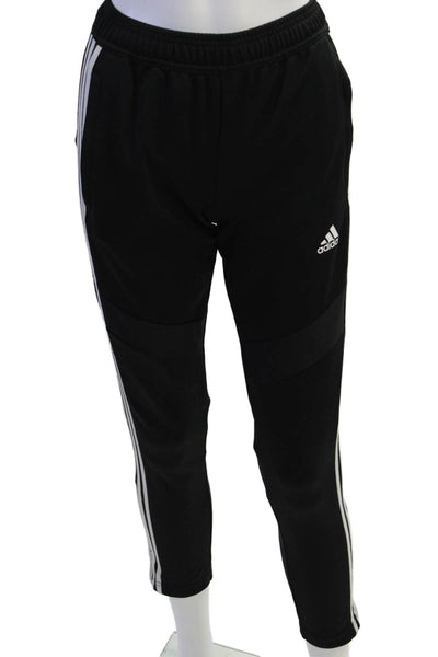 Adidas Womens Mid Rise Drawstring Striped Trim Pants Black Size Medium