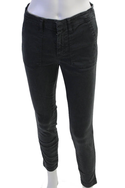 J Crew Womens Zipper Fly Mid Rise Skinny Cropped Pants Blue Cotton Size 26