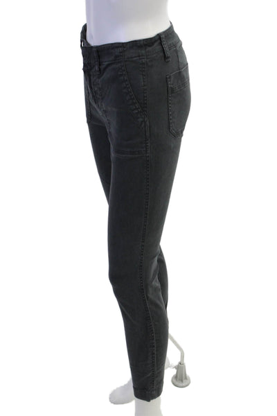 J Crew Womens Zipper Fly Mid Rise Skinny Cropped Pants Blue Cotton Size 26