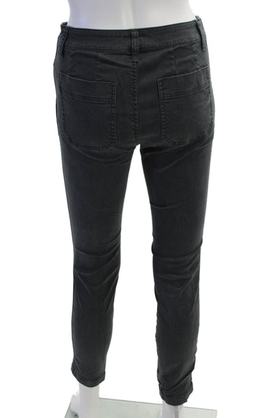 J Crew Womens Zipper Fly Mid Rise Skinny Cropped Pants Blue Cotton Size 26