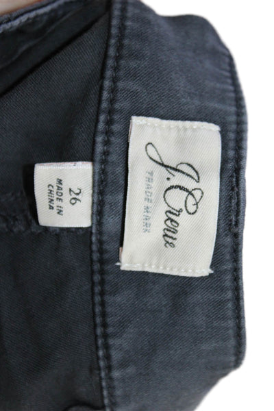 J Crew Womens Zipper Fly Mid Rise Skinny Cropped Pants Blue Cotton Size 26