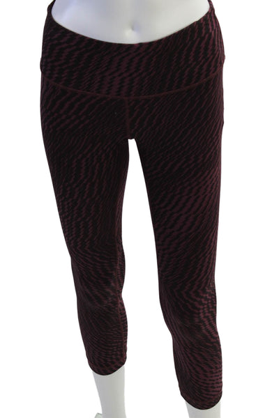 Lululemon Womens Mid Rise Stretch Knit Geometric Cropped Leggings Purple Size 4