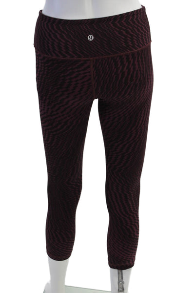 Lululemon Womens Mid Rise Stretch Knit Geometric Cropped Leggings Purple Size 4