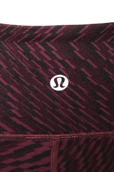 Lululemon Womens Mid Rise Stretch Knit Geometric Cropped Leggings Purple Size 4