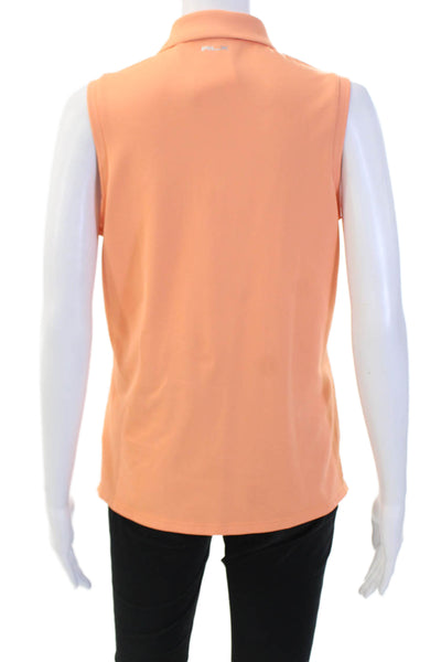 RLX Ralph Lauren, Women Basic Sleeveless Collared Polo Orange Size M