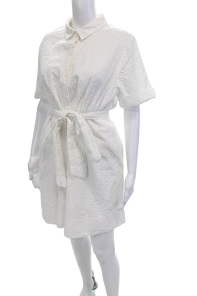 Lisa Marie Fernandez Women Shirt Dress White Short Sleeve Cotton Size L