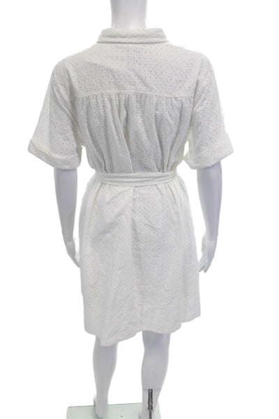 Lisa Marie Fernandez Women Shirt Dress White Short Sleeve Cotton Size L