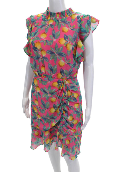 Sam Edelman Women Pink Floral Short-Sleeve Shift Dress Knee-Length Size 8