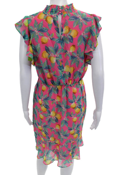 Sam Edelman Women Pink Floral Short-Sleeve Shift Dress Knee-Length Size 8