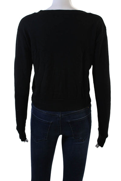 Wildfox Women Pullover Sweatshirt Black Funny Graphic Crew Neck Cotton Size S
