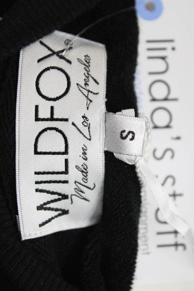 Wildfox Women Pullover Sweatshirt Black Funny Graphic Crew Neck Cotton Size S