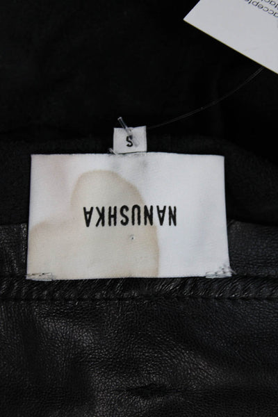 Nanushka Womens Faux Leather High Rise Belted Tapered Dress Pants Black Size S