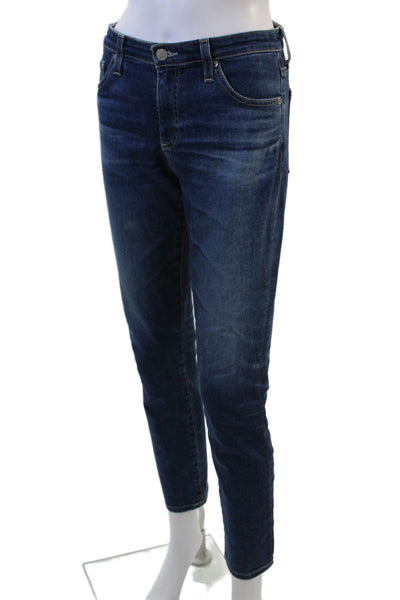 AG Adriano Goldschmied Women Ankle Cropped Dark Blue Jeans Size 28