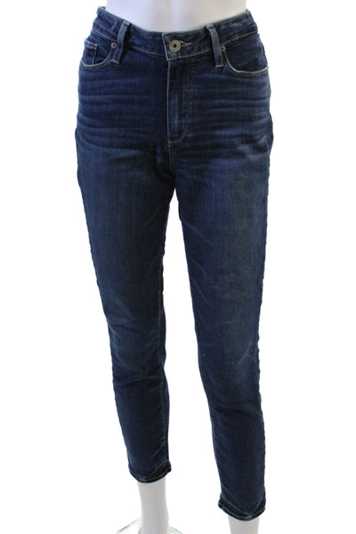Paige Women Cropped Skinny Jeans Dark Blue High Rise Size 29