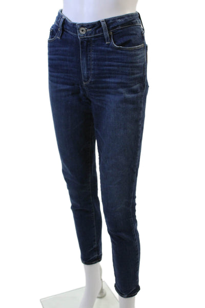 Paige Women Cropped Skinny Jeans Dark Blue High Rise Size 29