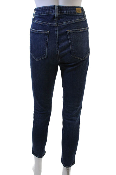 Paige Women Cropped Skinny Jeans Dark Blue High Rise Size 29