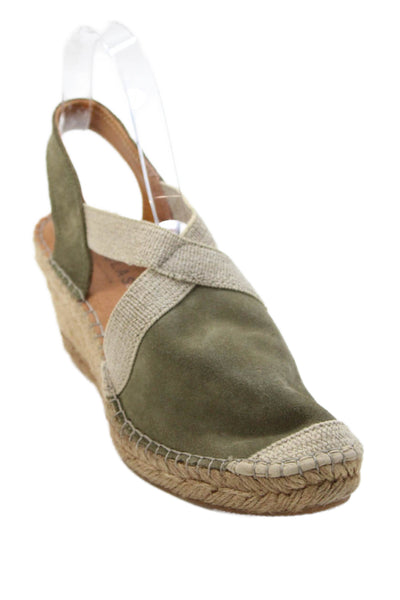 Fabiolas Womens Suede Espadrille Wedge Heels Green Size 37 7