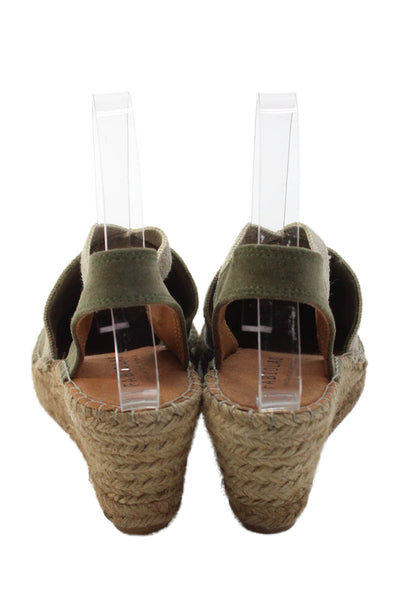 Fabiolas Womens Suede Espadrille Wedge Heels Green Size 37 7