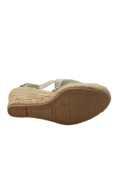 Fabiolas Womens Suede Espadrille Wedge Heels Green Size 37 7