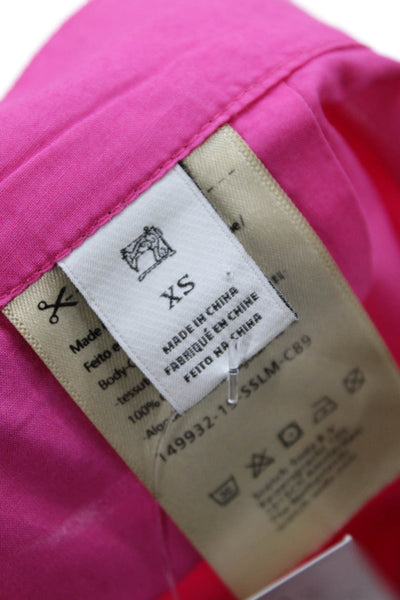 Scotch & Soda Womens Back Zip Midi Palm Cove A Line Skirt Pink Cotton Size XS