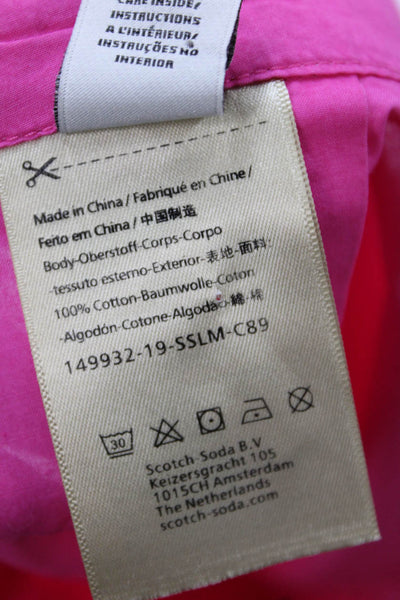 Scotch & Soda Womens Back Zip Midi Palm Cove A Line Skirt Pink Cotton Size XS