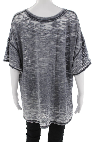 We The Free Womens Key Hole Neck Tee Shirt Grey Cotton Blend Size Medium