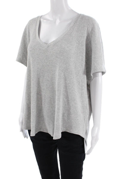 Babaton The Group Womens Thermal V Neck Short Sleeves Sweater Grey Size Large