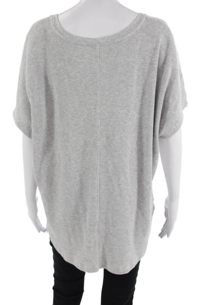 Babaton The Group Womens Thermal V Neck Short Sleeves Sweater Grey Size Large