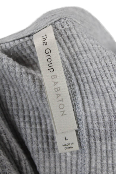 Babaton The Group Womens Thermal V Neck Short Sleeves Sweater Grey Size Large