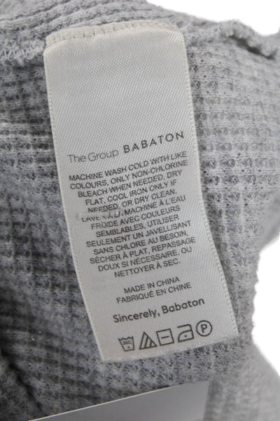 Babaton The Group Womens Thermal V Neck Short Sleeves Sweater Grey Size Large