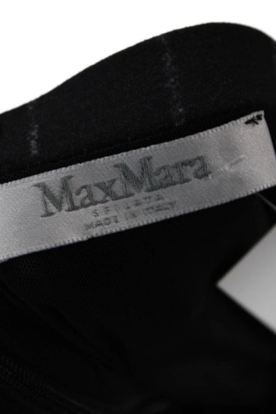 Max Mara Women Bodycon Pencil Dress Black Striped Buckle Sleeveless Size 8
