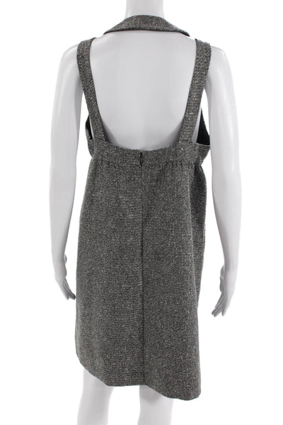 Anna Sui For Target Women Overall Dress Gray V-Neck Herringbone Size M