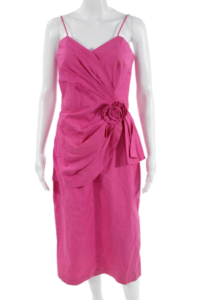 Rickie Freeman Teri Jon Women Sheath Slip Dress Pink V-Neck Sleeveless Size 6