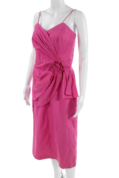 Rickie Freeman Teri Jon Women Sheath Slip Dress Pink V-Neck Sleeveless Size 6
