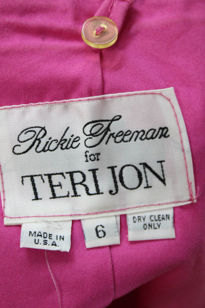 Rickie Freeman Teri Jon Women Sheath Slip Dress Pink V-Neck Sleeveless Size 6